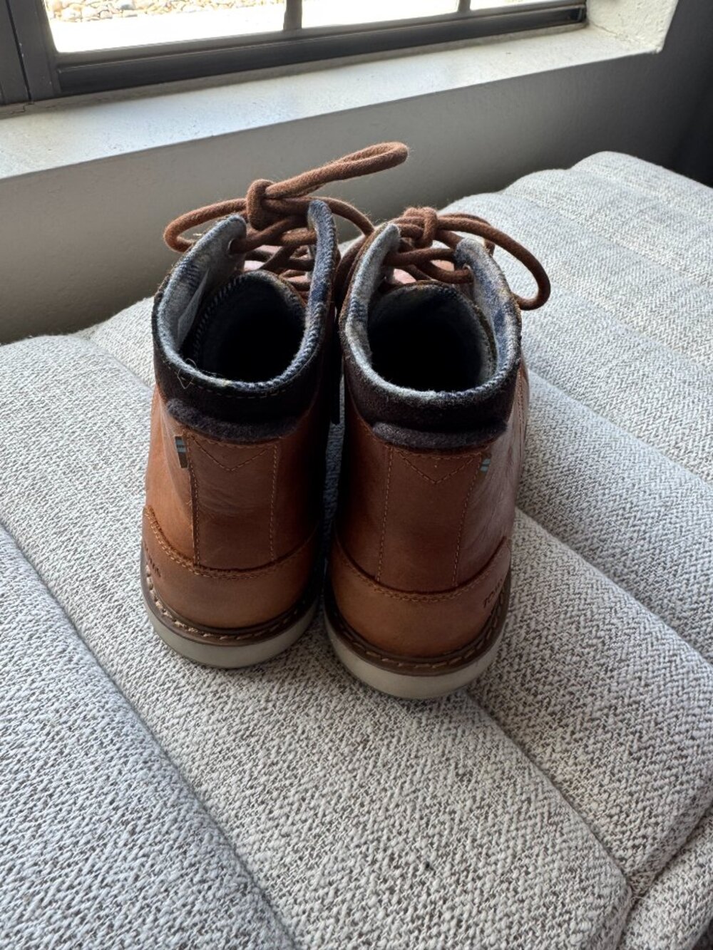 TOMS Men's Hillside Leather Lace Up Wool Blend Lined Ankle Boots Brown Size 10.5 - Picture 2 of 8